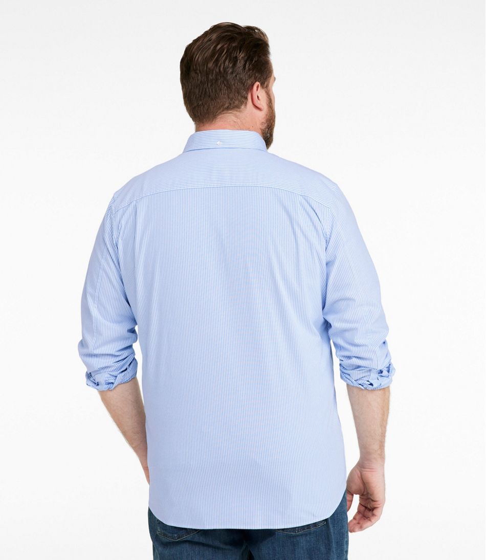 L.L.Bean Men's Comfort Stretch Oxford Shirt, Slightly Fitted Untucked Fit, Stripe CLOTHING