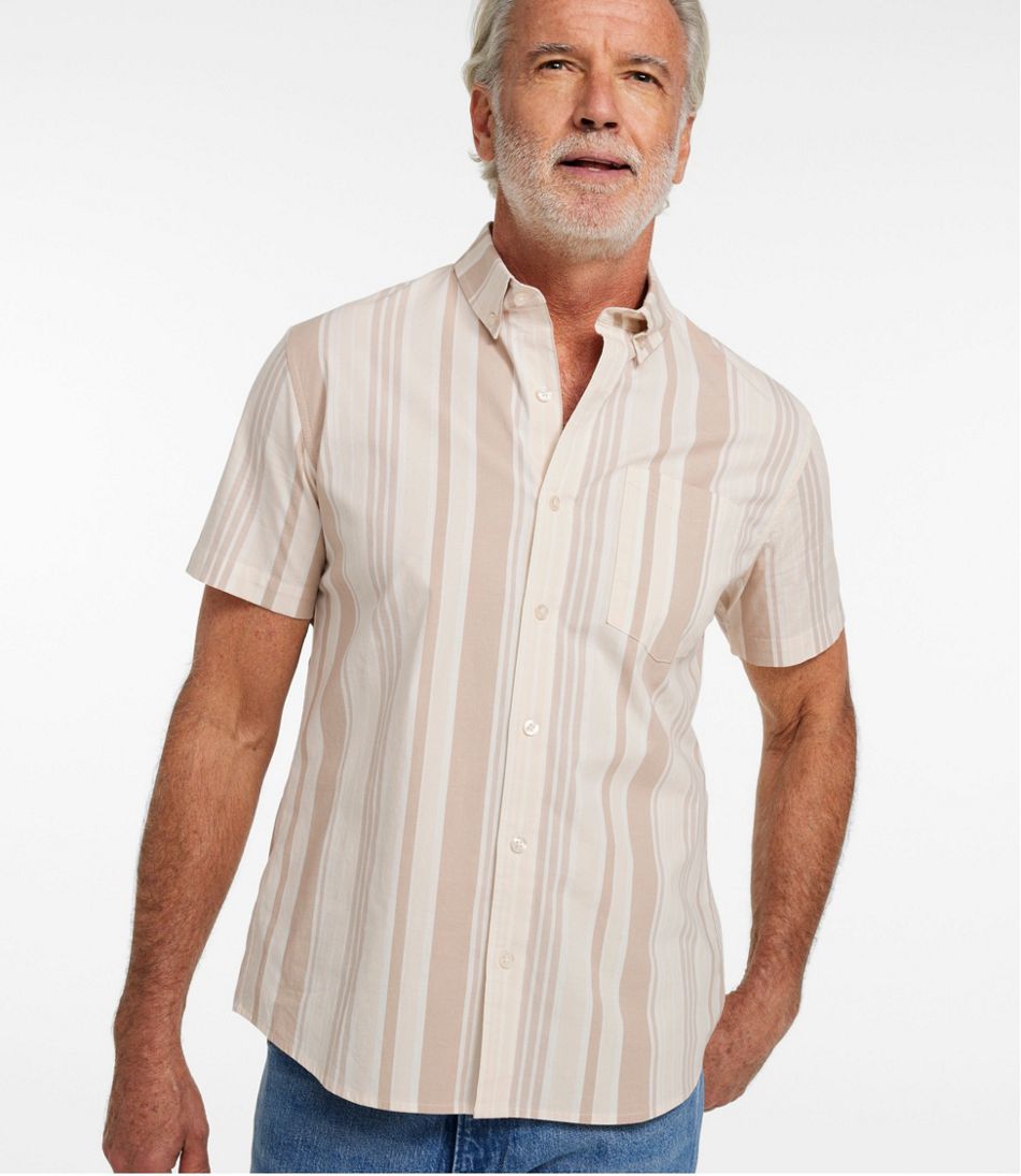 L.L.Bean Men's Signature Stretch Poplin Shirt, Short-Sleeve, Slim Fit CLOTHING