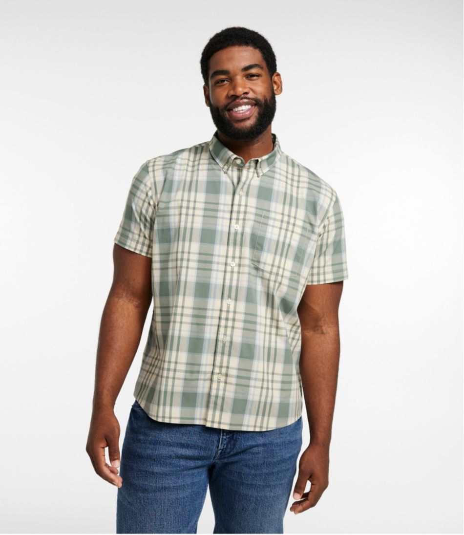 L.L.Bean Men's Signature Stretch Poplin Shirt, Short-Sleeve, Slim Fit CLOTHING