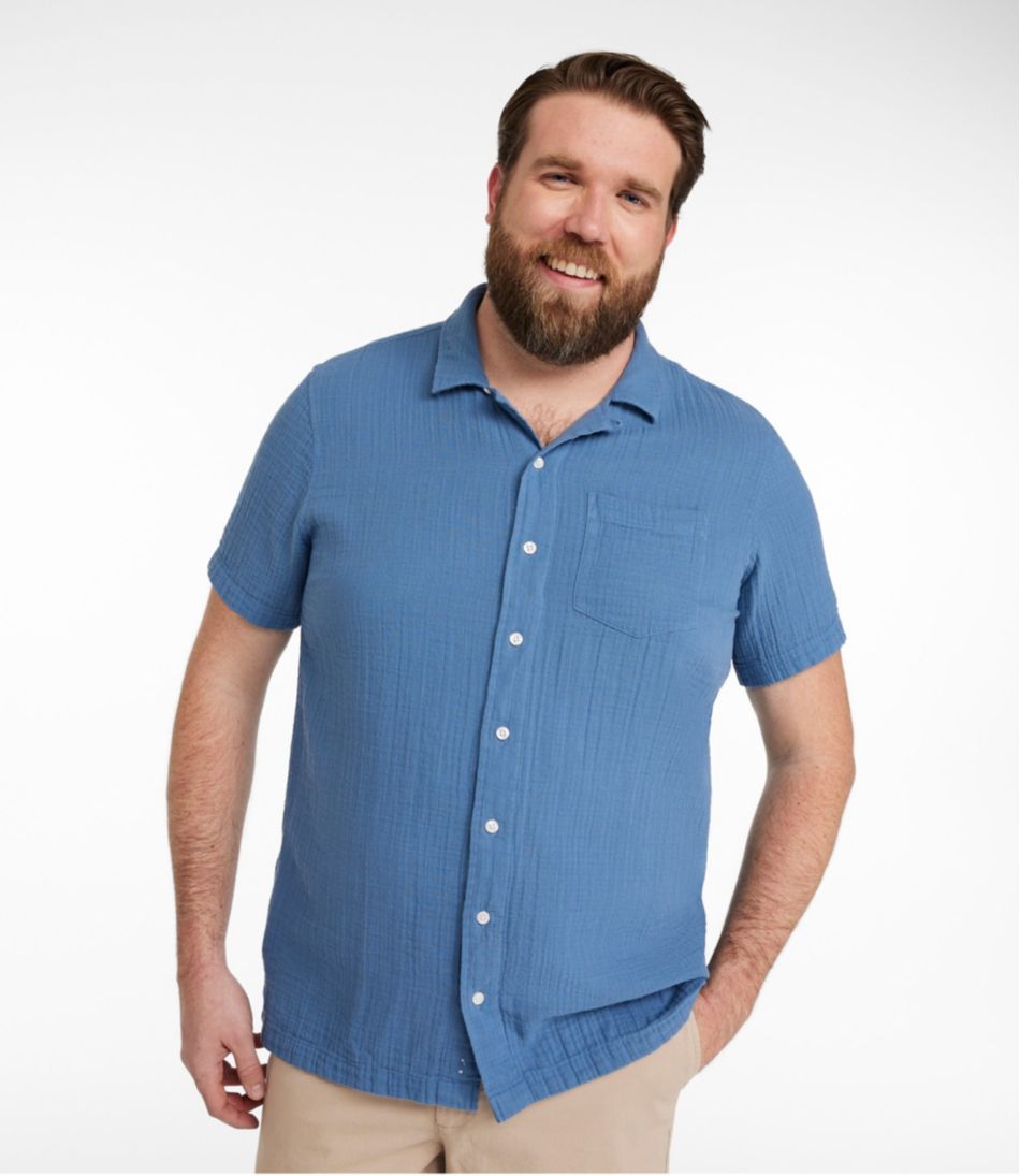 L.L.Bean Men's Cloud Gauze Shirt, Short-Sleeve, Slightly Fitted Untucked Fit CLOTHING