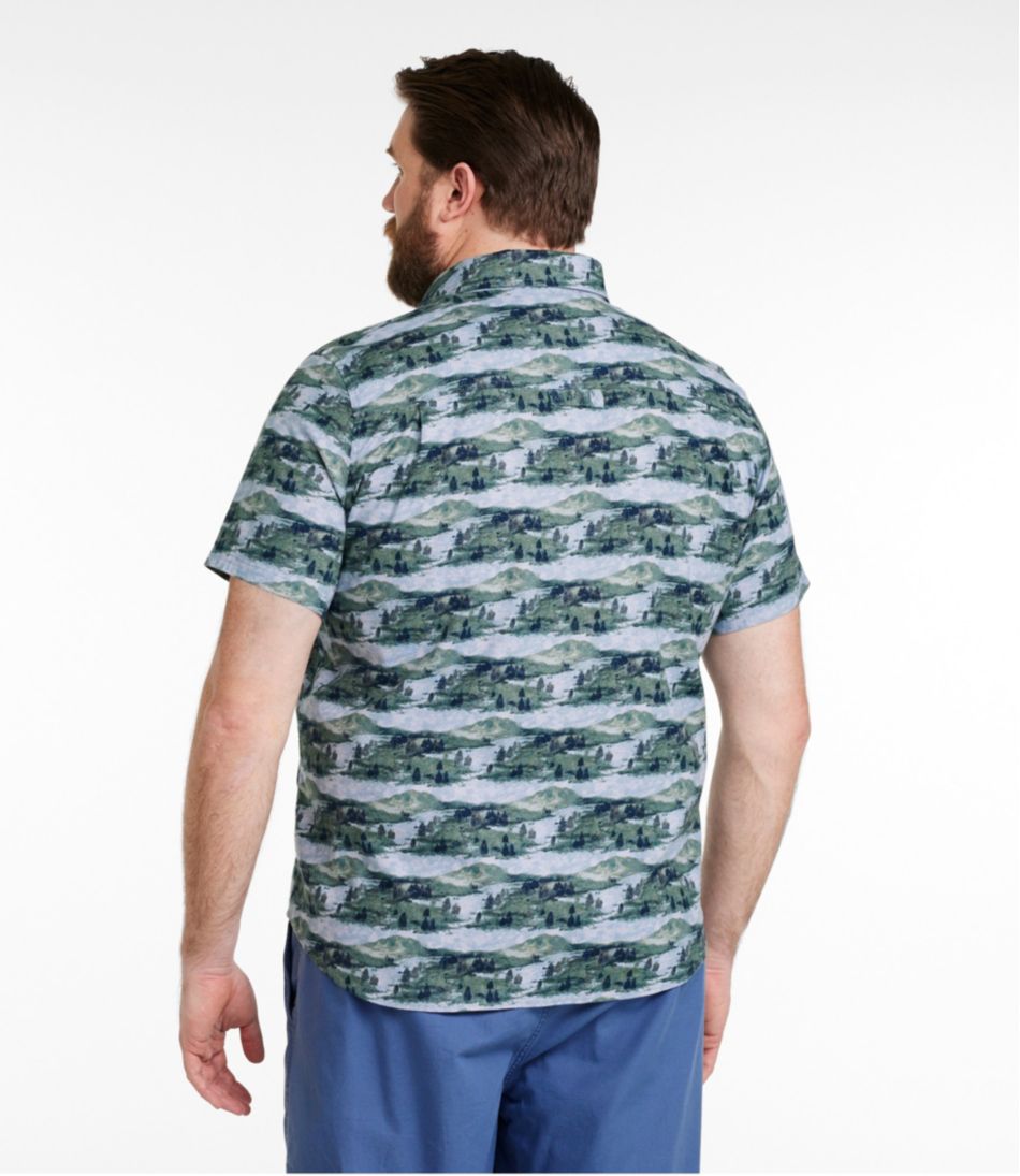 L.L.Bean Men's Stonecoast Hemp Shirt, Short-Sleeve, Slightly Fitted Untucked Fit, Print CLOTHING