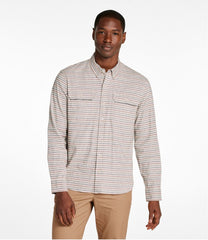 L.L.Bean Men's Stonecoast Hemp Shirt, Long-Sleeve, Slightly Fitted Untucked Fit, Stripe CLOTHING