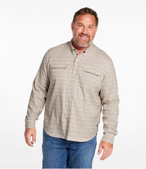 L.L.Bean Men's Stonecoast Hemp Shirt, Long-Sleeve, Slightly Fitted Untucked Fit, Stripe CLOTHING