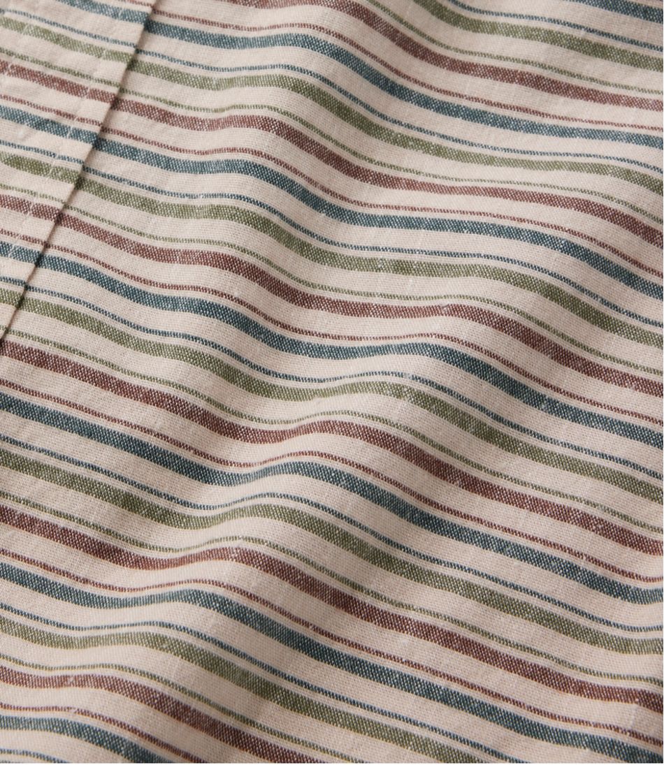 L.L.Bean Men's Stonecoast Hemp Shirt, Short-Sleeve, Slightly Fitted Untucked Fit, Stripe CLOTHING