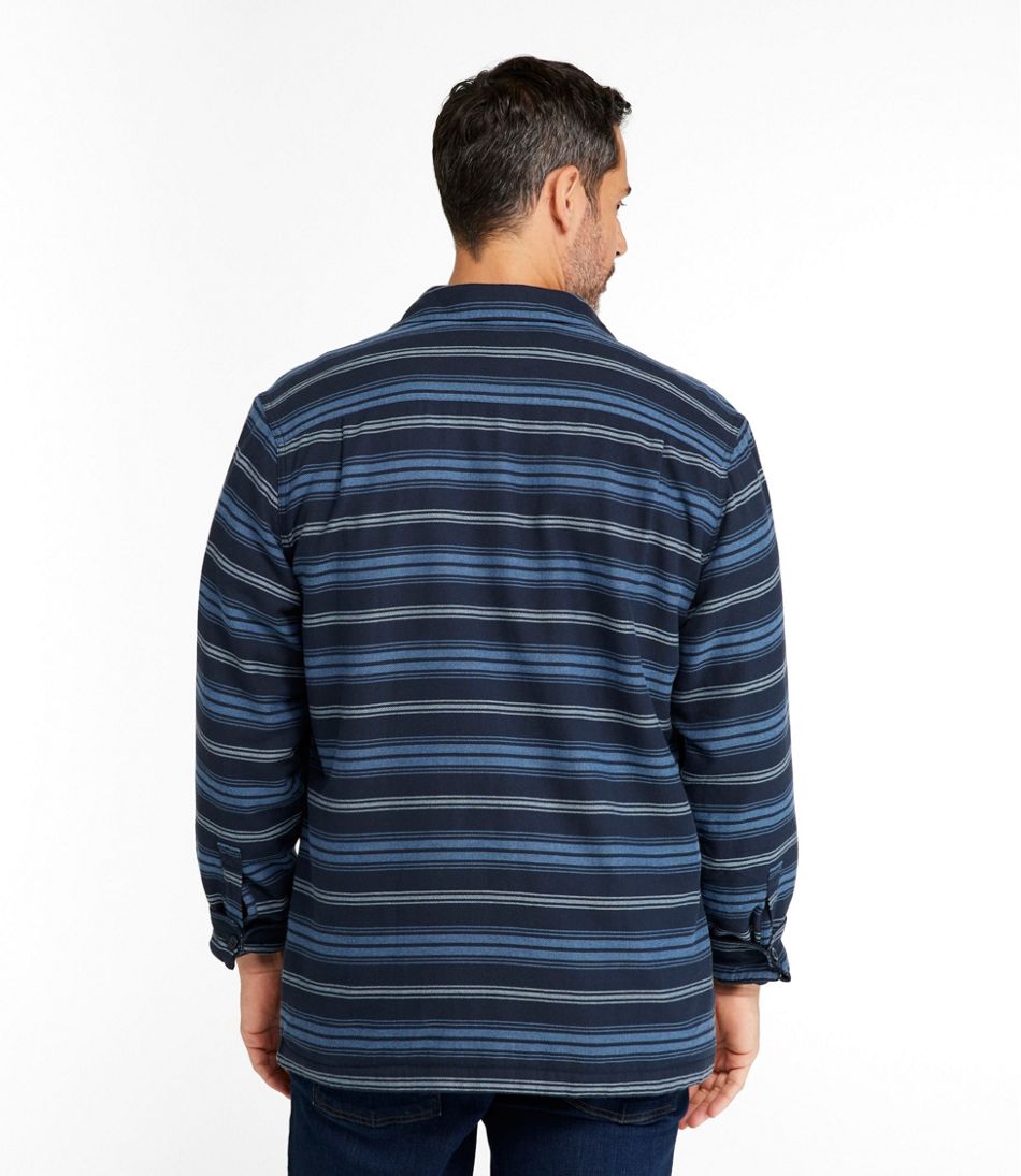 L.L.Bean Men's Fleece-Lined Flannel Shirt, Traditional Fit, Stripe CLOTHING