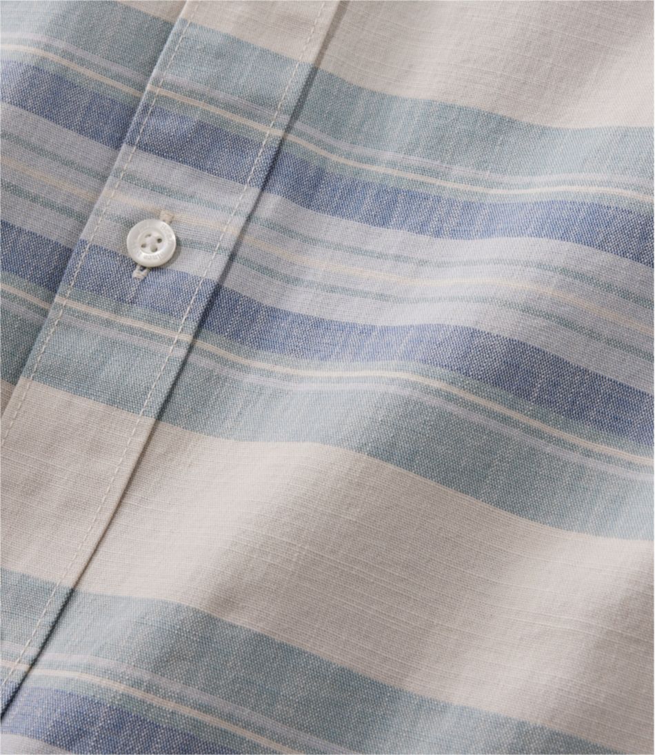 L.L.Bean Men's Comfort Stretch Chambray Shirt, Traditional Untucked Fit, Long-Sleeve, Stripe CLOTHING|SALE