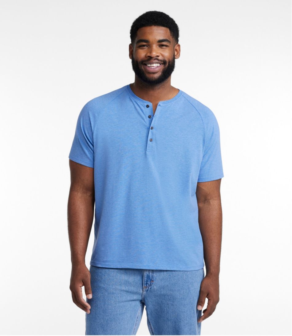 L.L.Bean Men's Comfort Stretch Pima Tee Shirt, Short-Sleeve Henley CLOTHING|SALE