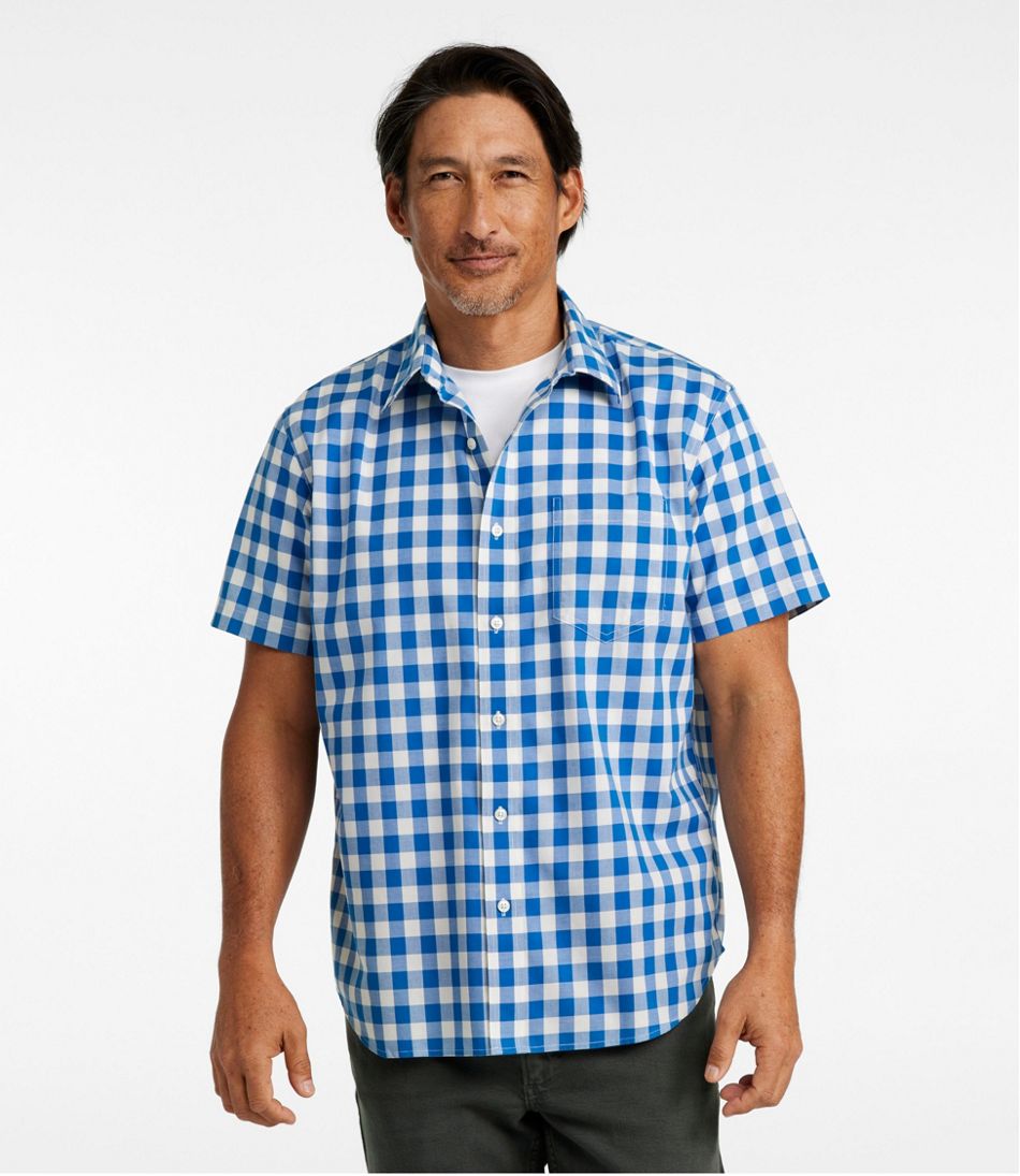 L.L.Bean Men's Bean's Wrinkle-Free Everyday Shirt, Traditional Untucked Fit, Plaid, Short-Sleeve CLOTHING|SALE