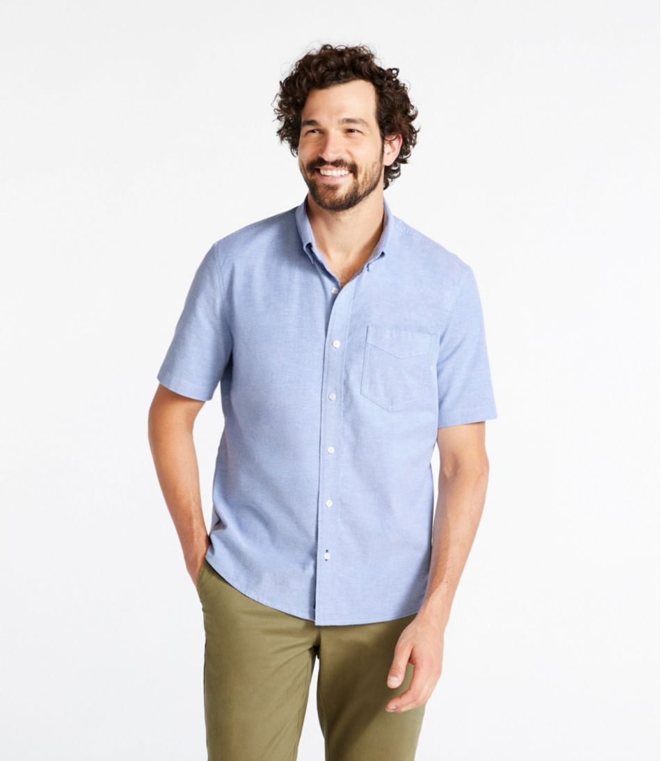 L.L.Bean Men's Comfort Stretch® Oxford Shirt, Slightly Fitted Untucked Fit, Short-Sleeve CLOTHING|SALE