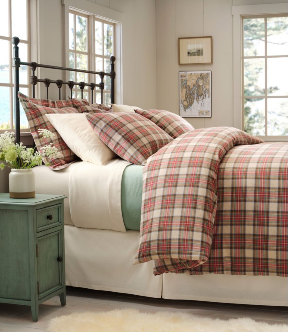 L.L.Bean Heritage Chamois Flannel Comforter Cover Collection, Plaid HOME GOODS