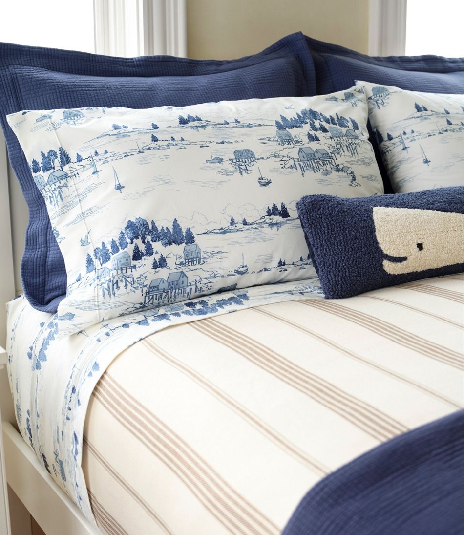 L.L.Bean Coastal Landscape Percale Sheet Collection HOME GOODS