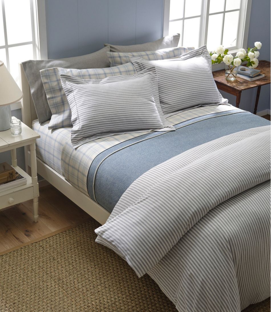 L.L.Bean Ultrasoft Comfort Flannel Comforter Cover Collection, Stripe HOME GOODS