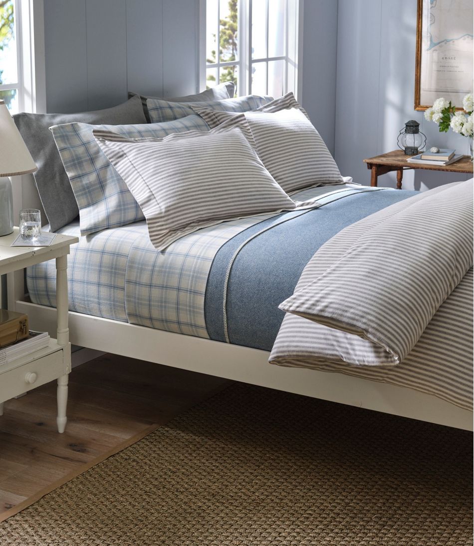 L.L.Bean Ultrasoft Comfort Flannel Comforter Cover Collection, Stripe HOME GOODS