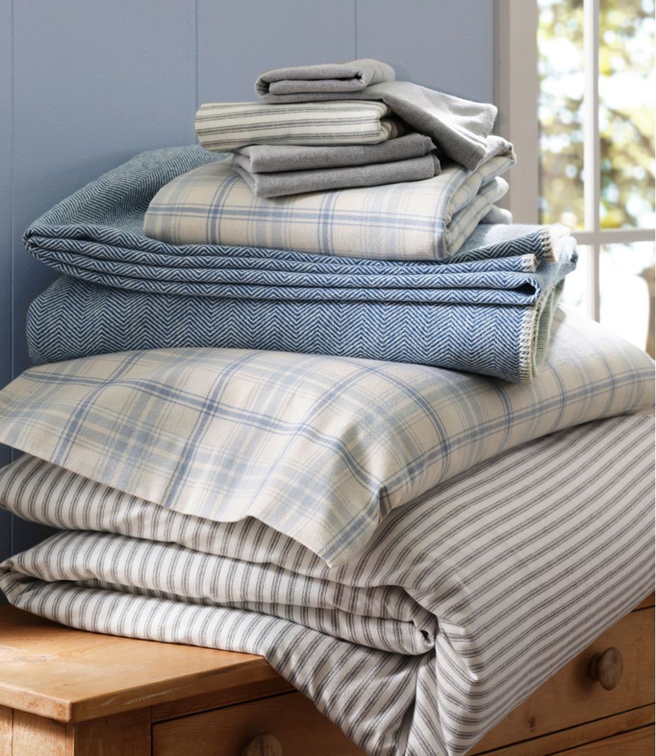 L.L.Bean Ultrasoft Comfort Flannel Comforter Cover Collection, Stripe HOME GOODS