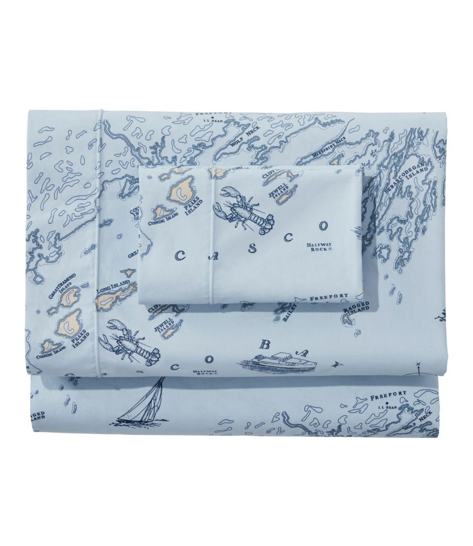 L.L.Bean Nautical Map Percale Sheet Collection HOME GOODS