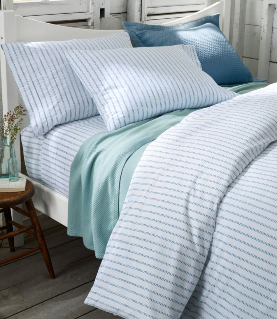 L.L.Bean Sunwashed Percale Sheet Collection, Stripe Leaf HOME GOODS