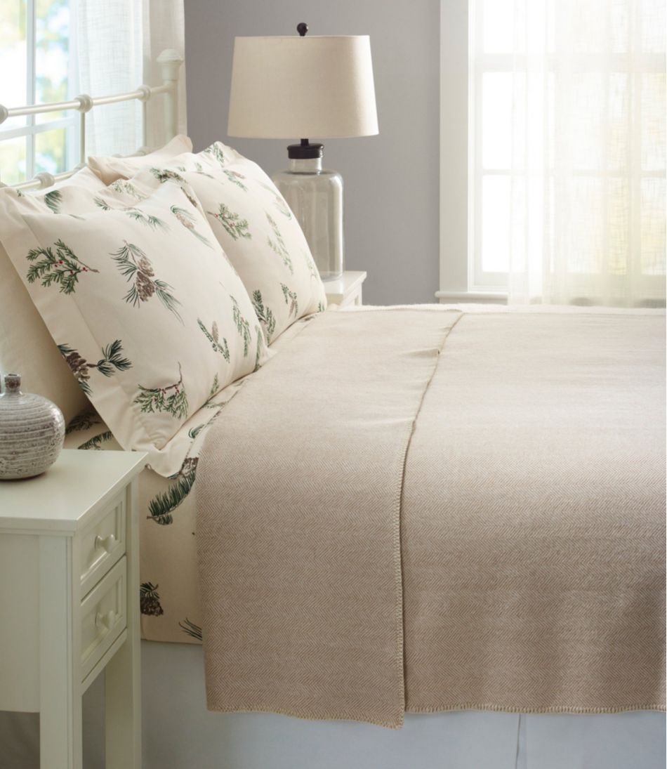 L.L.Bean Washable Wool Blanket, Herringbone HOME GOODS