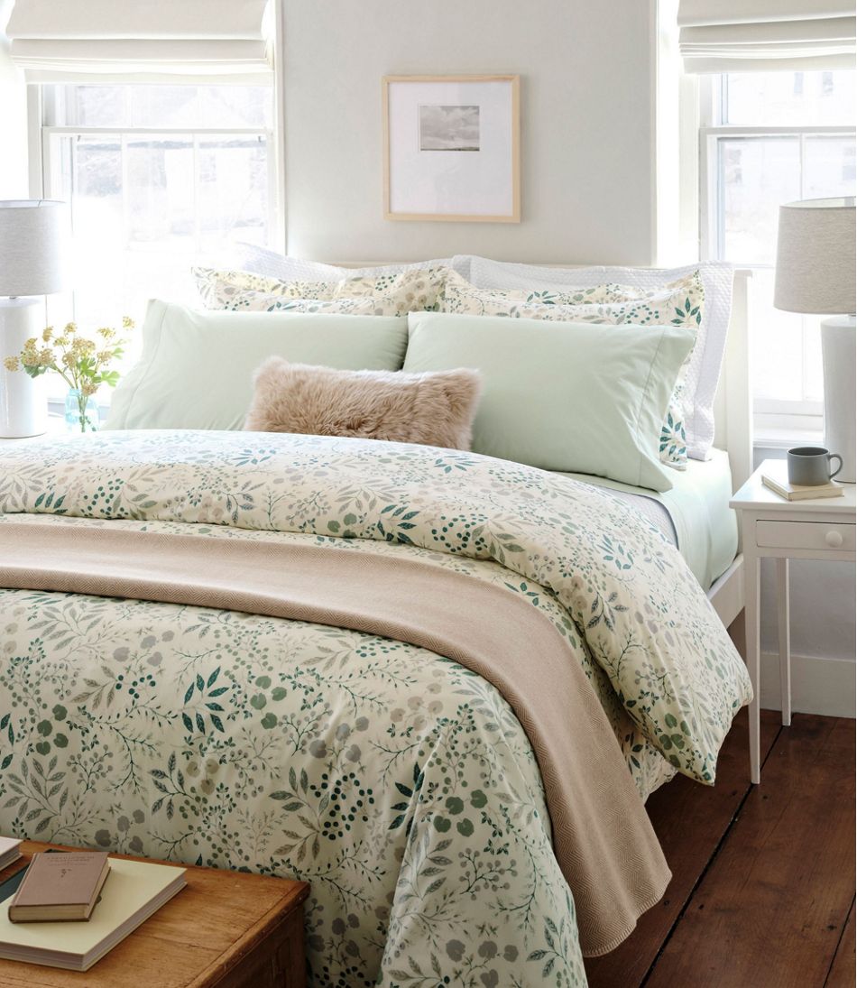 L.L.Bean 280-Thread-Count Pima Cotton Percale Comforter Cover Collection, Print HOME GOODS