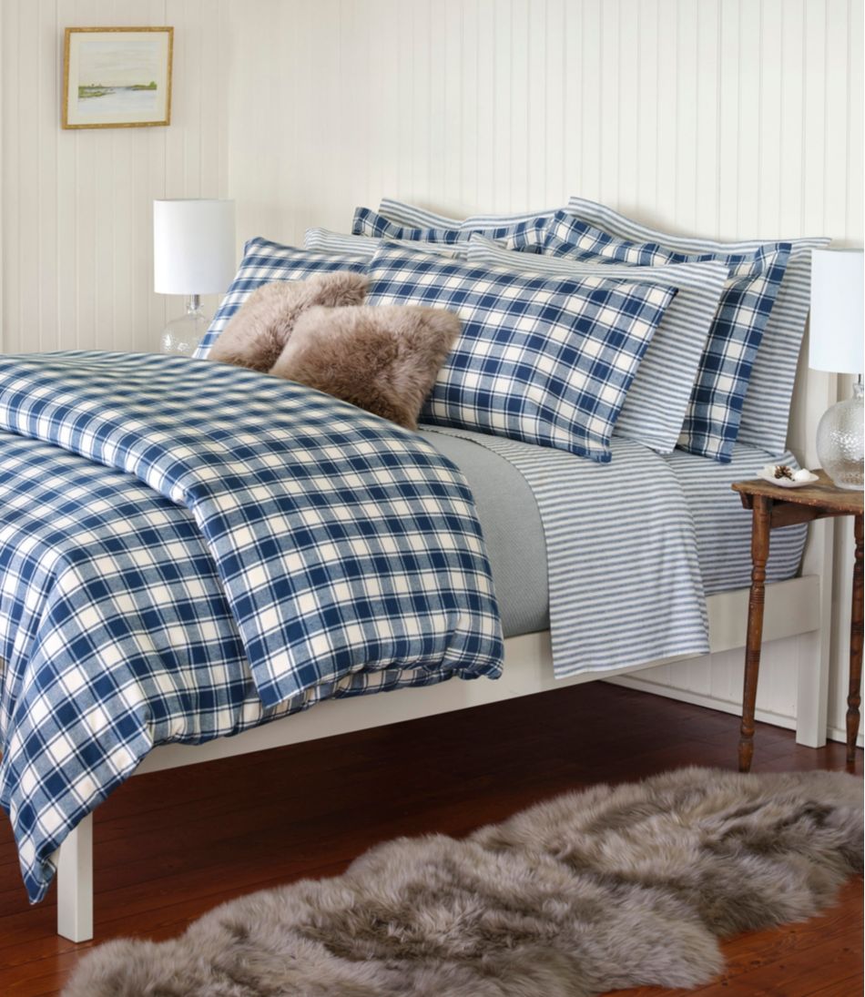 L.L.Bean Ultrasoft Comfort Flannel Comforter Cover Collection, Check HOME GOODS