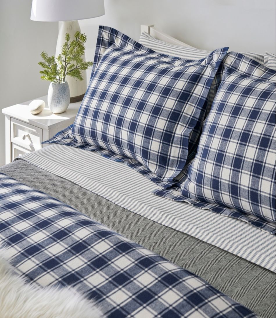 L.L.Bean Ultrasoft Comfort Flannel Comforter Cover Collection, Check HOME GOODS