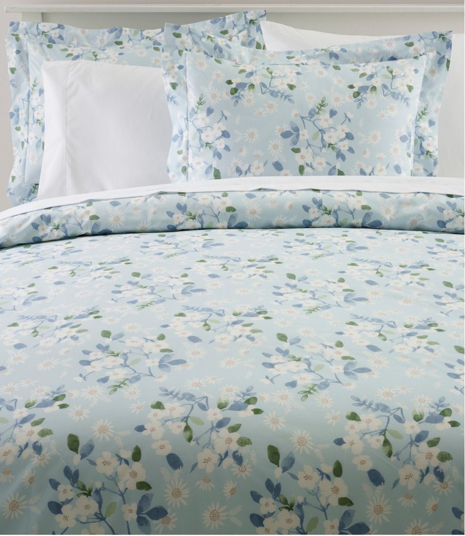 L.L.Bean Premium Egyptian Percale Comforter Cover Collection, Daisy HOME GOODS