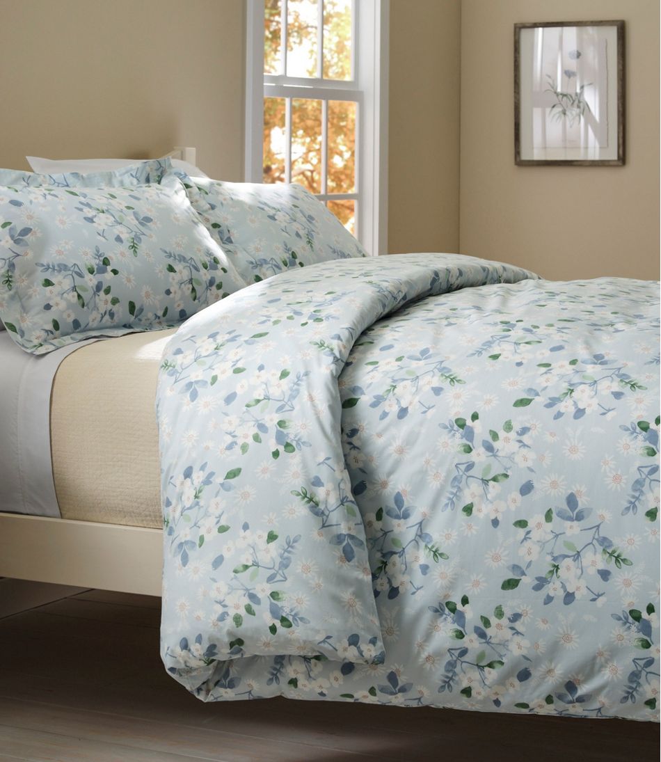 L.L.Bean Premium Egyptian Percale Comforter Cover Collection, Daisy HOME GOODS