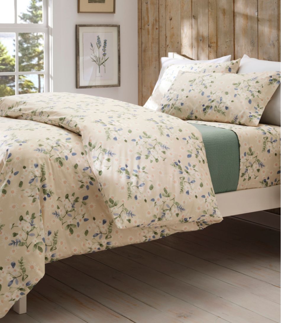 L.L.Bean Premium Egyptian Percale Comforter Cover Collection, Daisy HOME GOODS