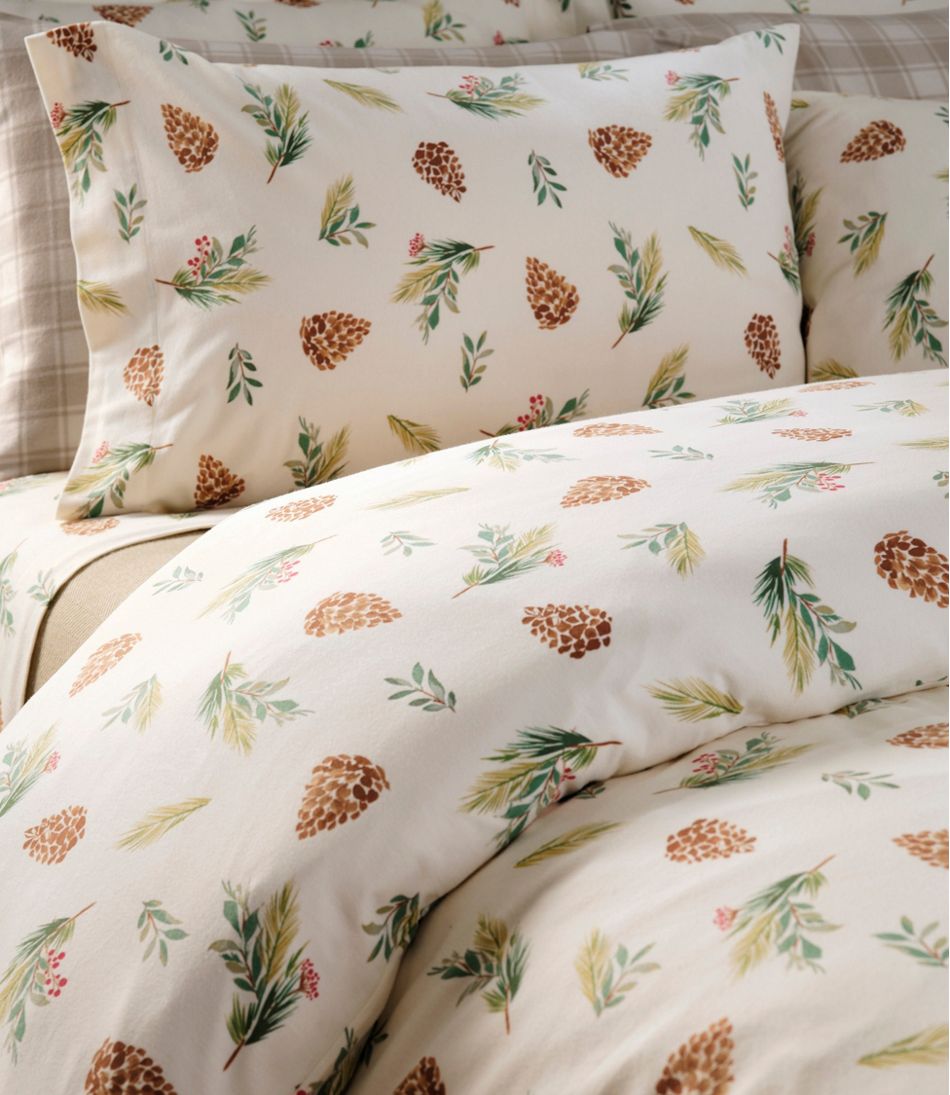 L.L.Bean Evergreen Flannel Comforter Cover Collection HOME GOODS