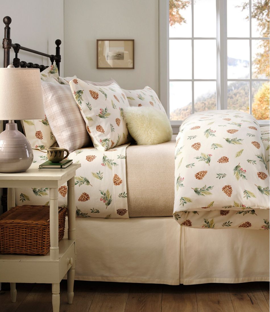 L.L.Bean Evergreen Flannel Comforter Cover Collection HOME GOODS