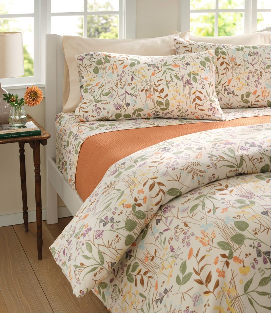 L.L.Bean Birch Floral Flannel Comforter Cover Collection HOME GOODS
