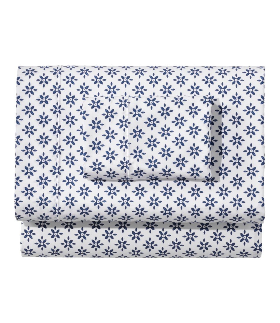 L.L.Bean Sunwashed Percale Sheet Collection, Block Floral Print HOME GOODS