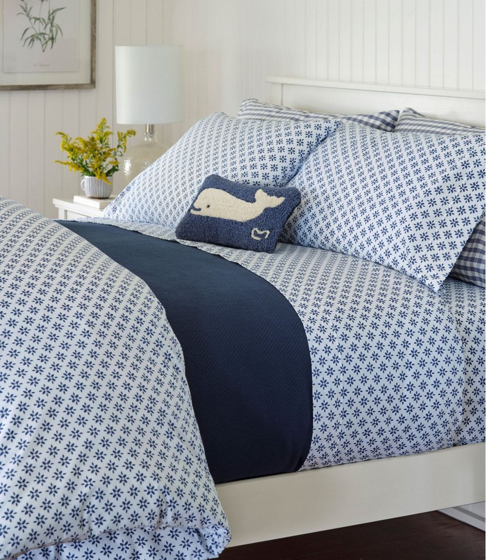 L.L.Bean Sunwashed Percale Sheet Collection, Block Floral Print HOME GOODS