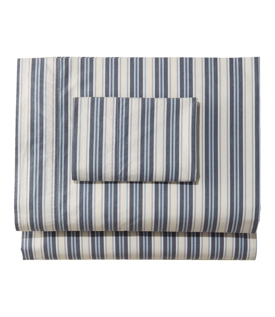 L.L.Bean Sunwashed Percale Sheet Collection, Stripe HOME GOODS