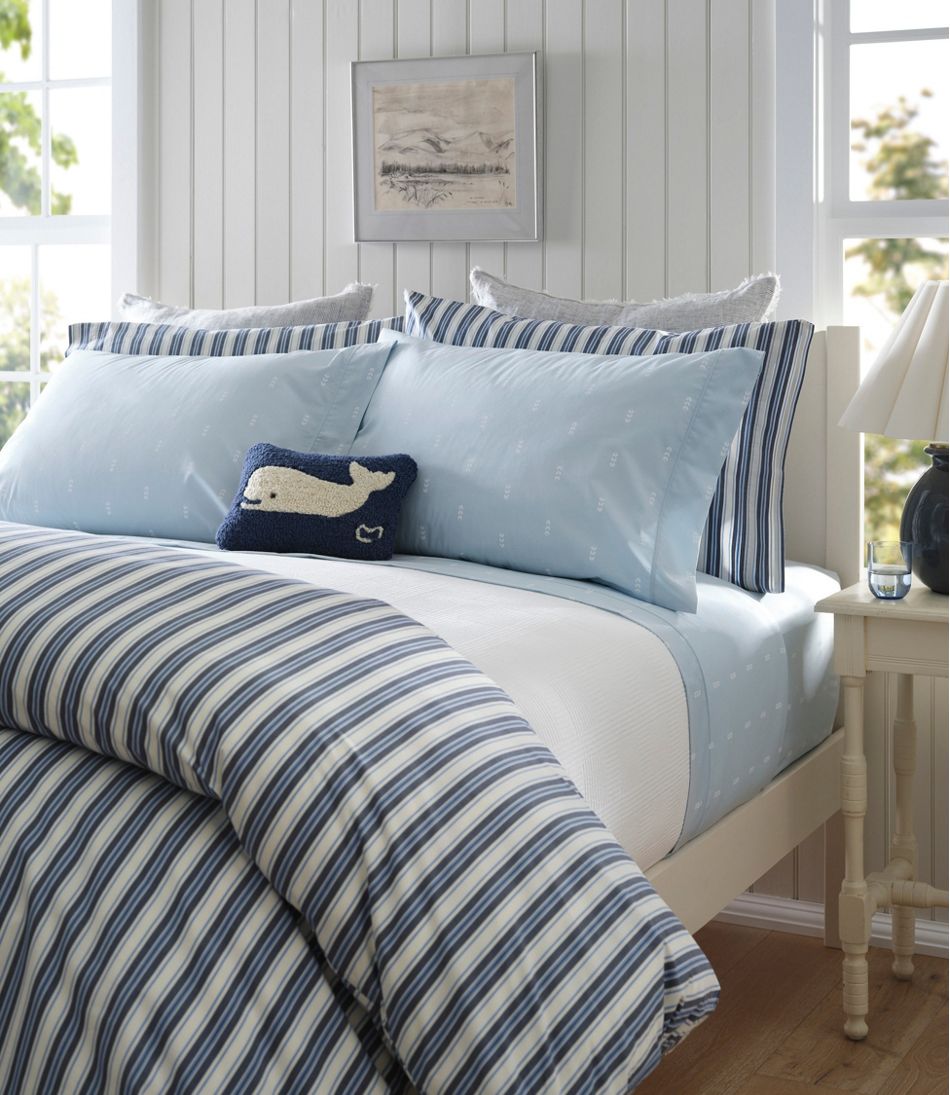 L.L.Bean Sunwashed Percale Sheet Collection, Stripe HOME GOODS