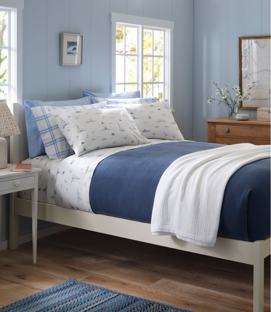 L.L.Bean Nautical Boats Percale Sheet Collection HOME GOODS