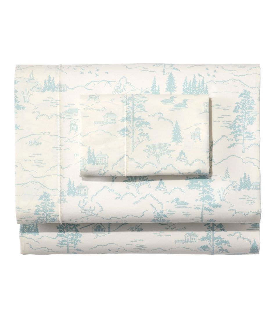 L.L.Bean Lakeside Toile Percale Sheet Collection HOME GOODS