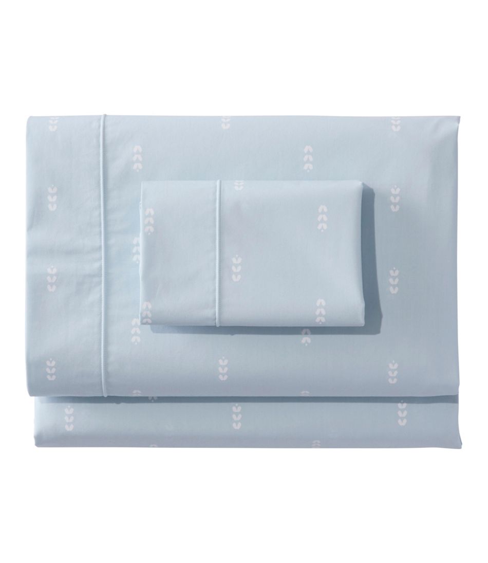 L.L.Bean Sunwashed Percale Sheet Collection, Stamped Leaf Print HOME GOODS