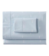 L.L.Bean Sunwashed Percale Sheet Collection, Stamped Leaf Print HOME GOODS