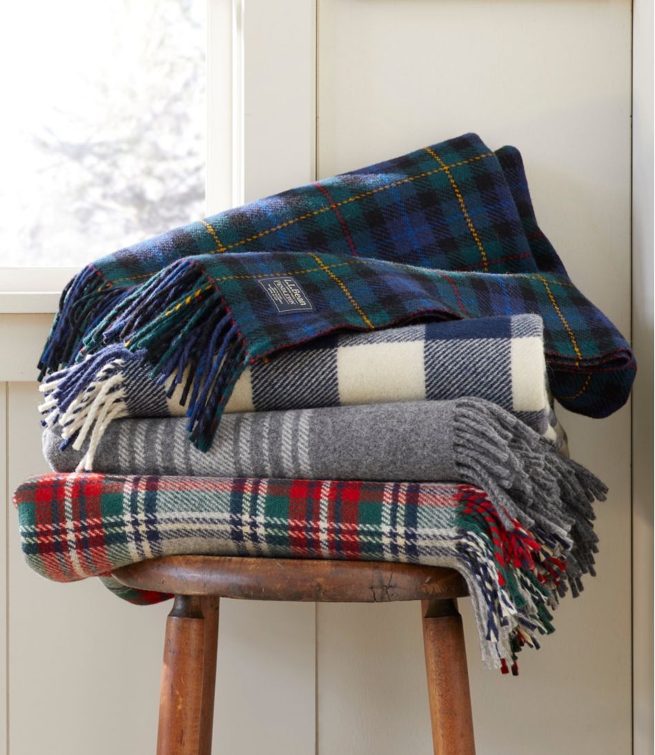 L.L.Bean Washable Wool Throw, Striped HOME GOODS