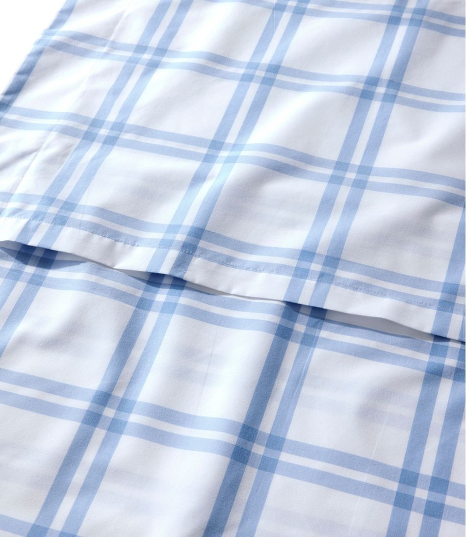 L.L.Bean 280-Thread-Count Pima Cotton Percale Comforter Cover Collection, Windowpane HOME GOODS