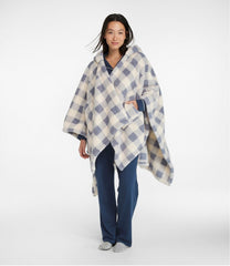 L.L.Bean Cozy Sherpa Wearable Throw, Plaid HOME GOODS