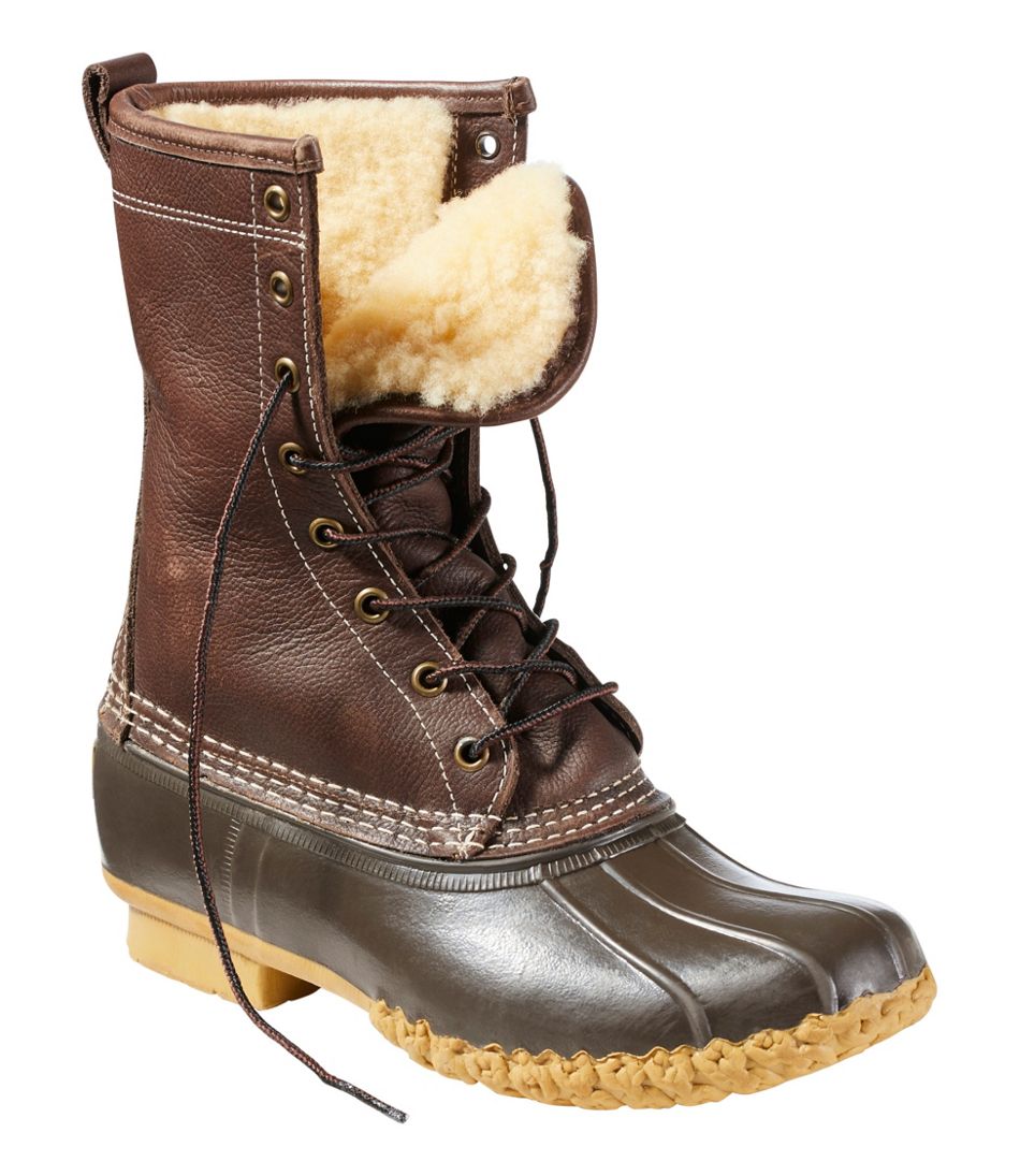 L.L.Bean Women's Shearling Lined Bean Boots, 10 Inch FOOTWEAR