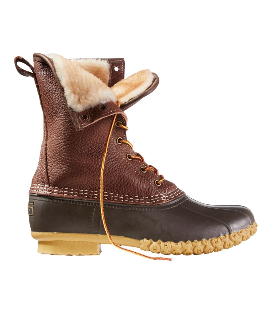 L.L.Bean Men's Bean Boots, 10" Shearling-Lined Tumbled Leather FOOTWEAR