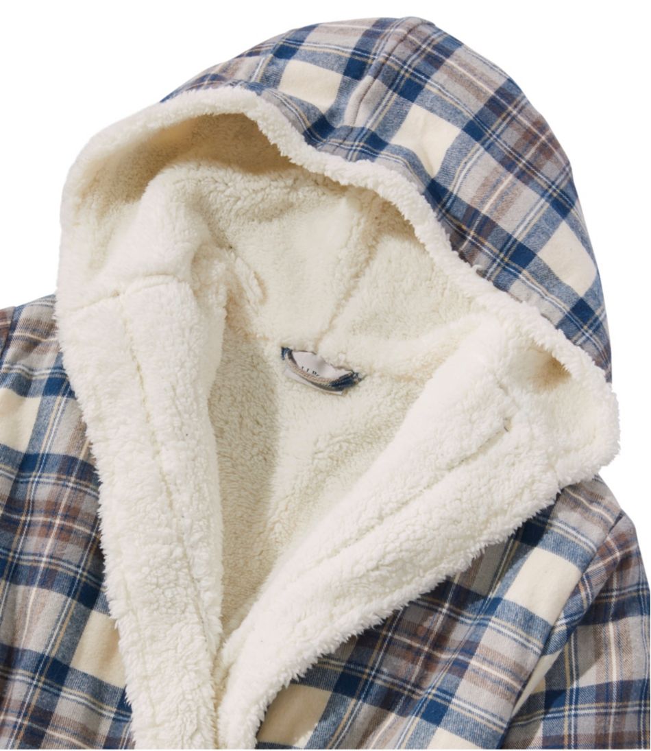 L.L.Bean Women's Scotch Plaid Flannel Robe, Sherpa-Lined Long CLOTHING