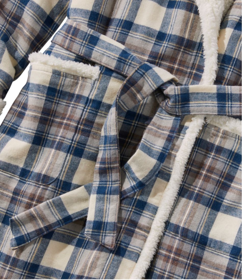 L.L.Bean Women's Scotch Plaid Flannel Robe, Sherpa-Lined Long CLOTHING