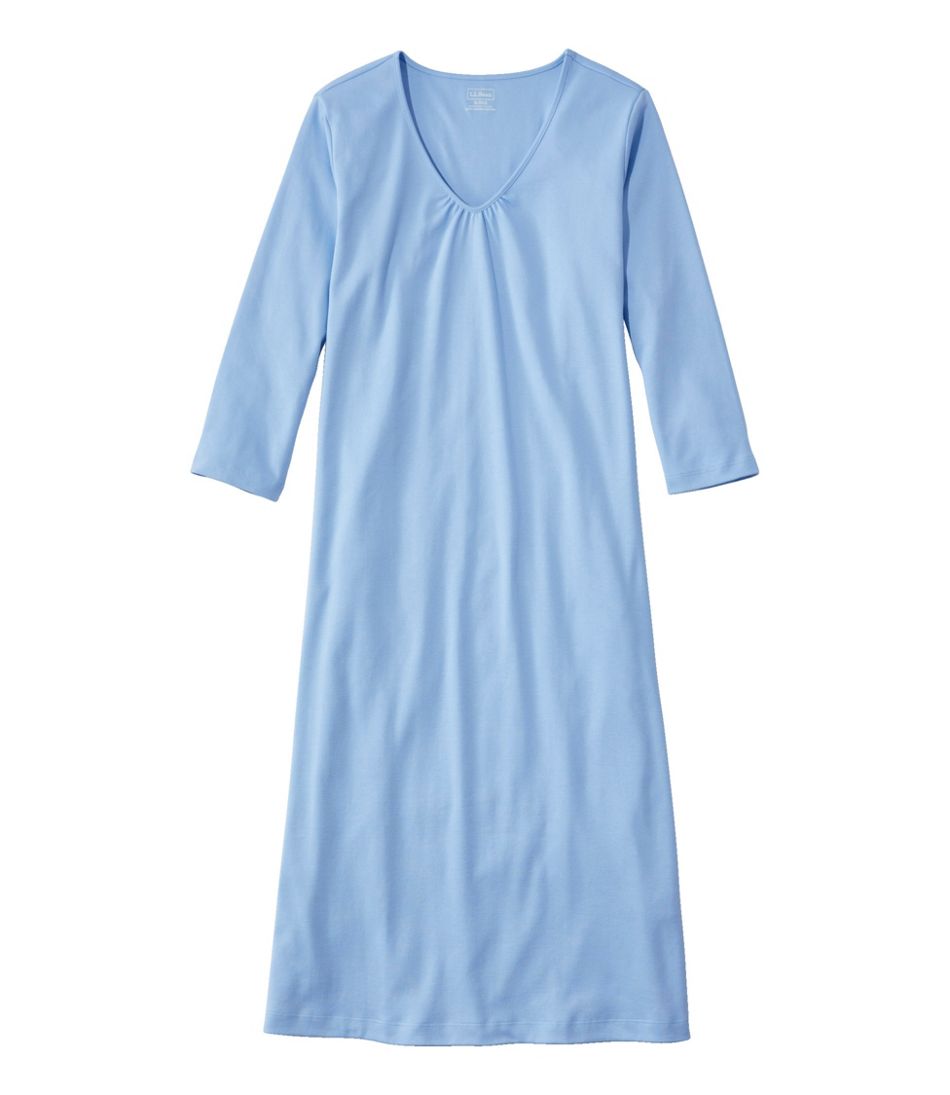 L.L.Bean Women's Supima Cotton Nightgown, V-Neck Three-Quarter-Sleeve CLOTHING