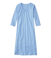 L.L.Bean Women's Supima Cotton Nightgown, V-Neck Three-Quarter-Sleeve CLOTHING