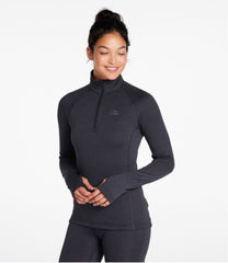 L.L.Bean Women's Midweight Base Layer Crew Top, 1/4 Zip CLOTHING