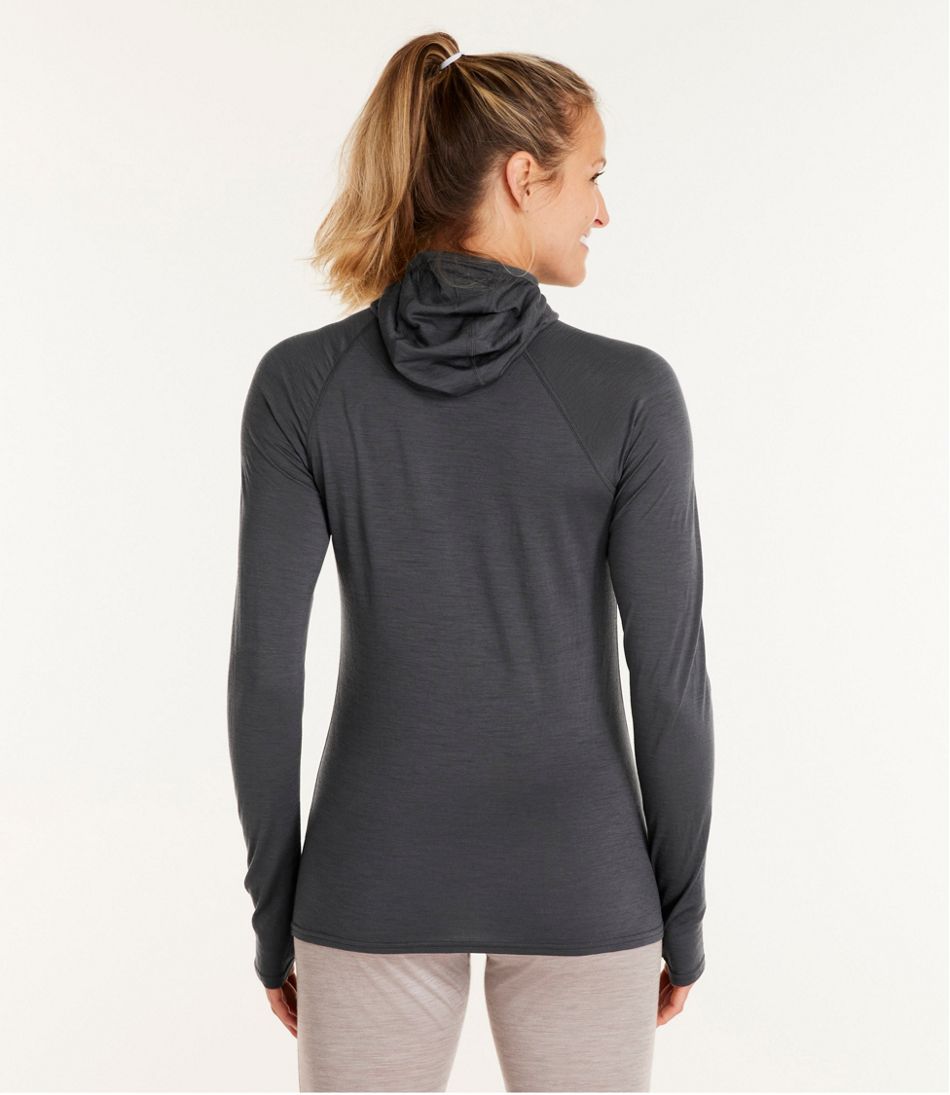 L.L.Bean Women's Cresta Wool Ultralight 150 Base Layer, Hoodie CLOTHING