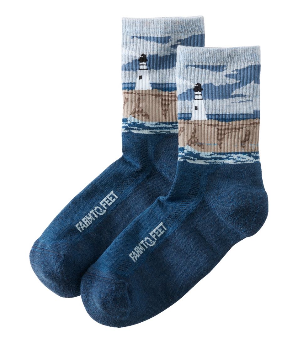 L.L.Bean Adults' Farm to Feet Cape Headlight Lighthouse Light Cushion 3/4 Crew Socks CLOTHING|FOOTWEAR